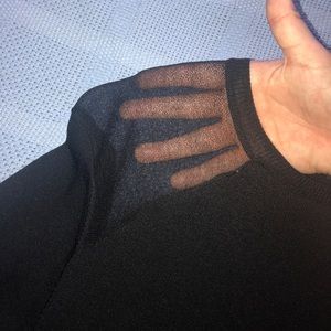 Sheer-shoulder lightweight sweater